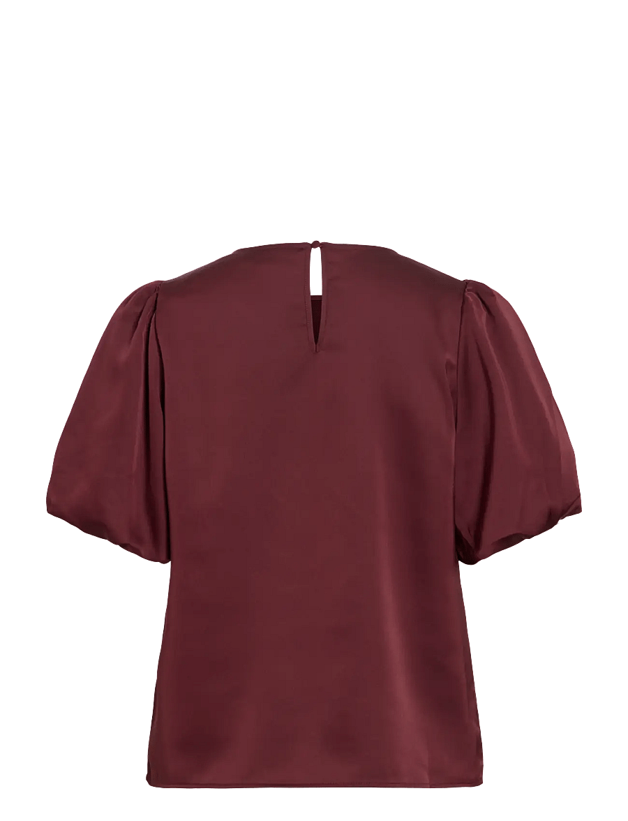Vila - VIELLETTE 2/4 SATIN PUFF TOP - NOOS - kortärmade blusar - port royale - 2