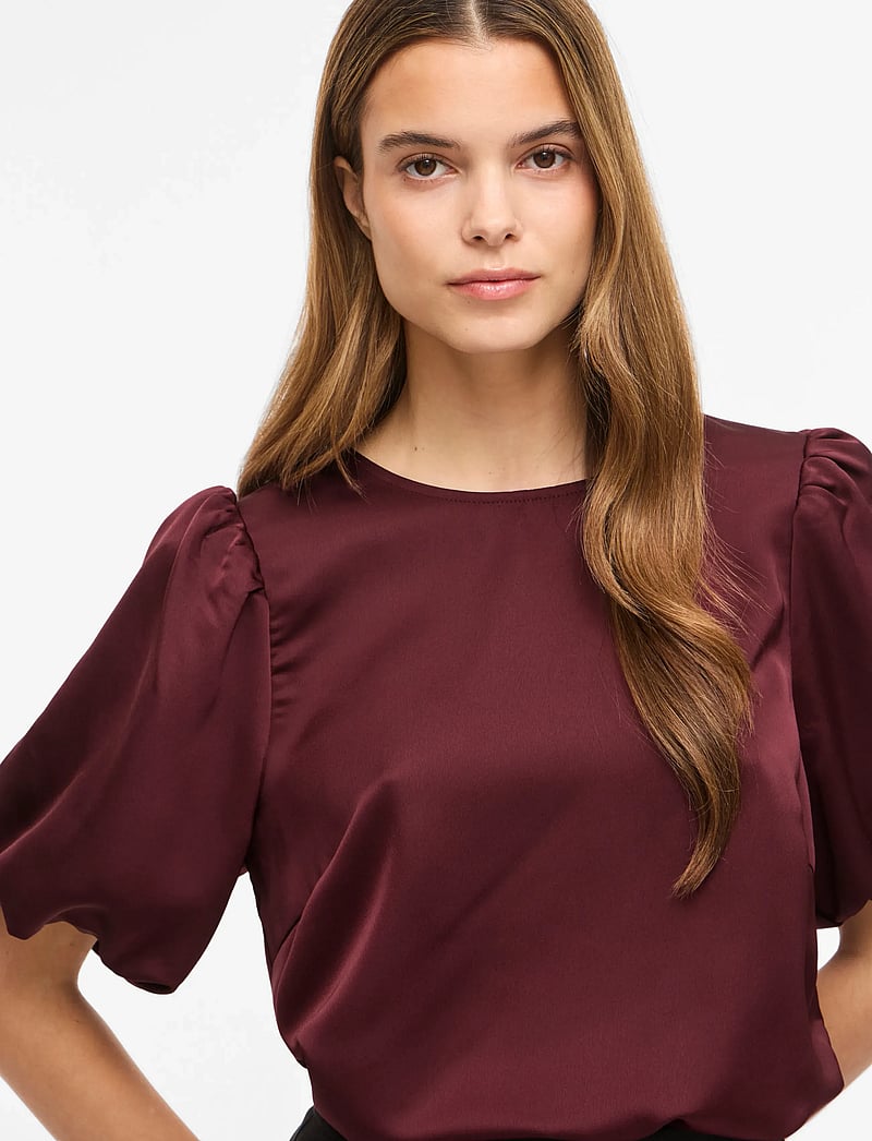 Vila - VIELLETTE 2/4 SATIN PUFF TOP - NOOS - kurzämlige blusen - port royale - 5