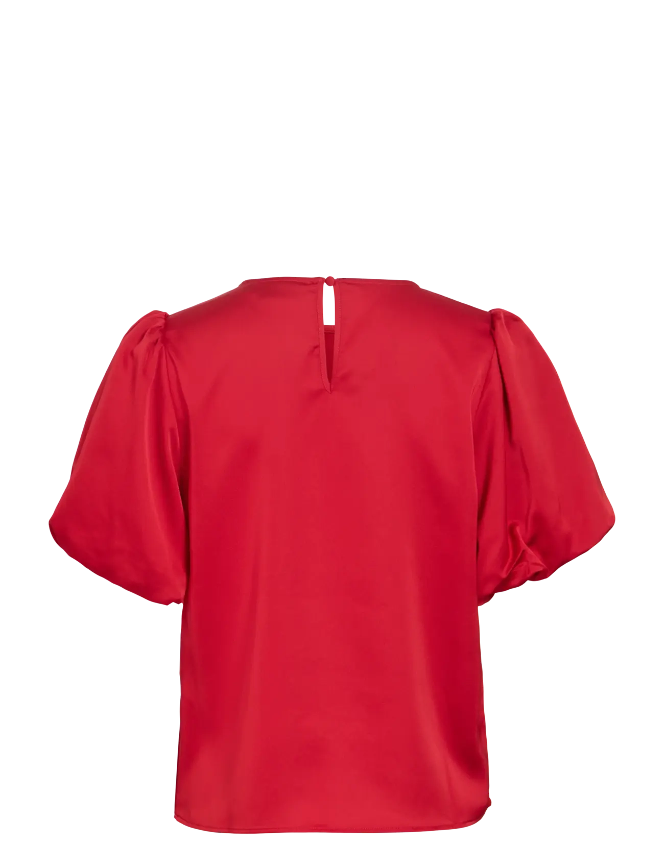 Vila - VIELLETTE 2/4 SATIN PUFF TOP - NOOS - kortärmade blusar - savvy red - 2