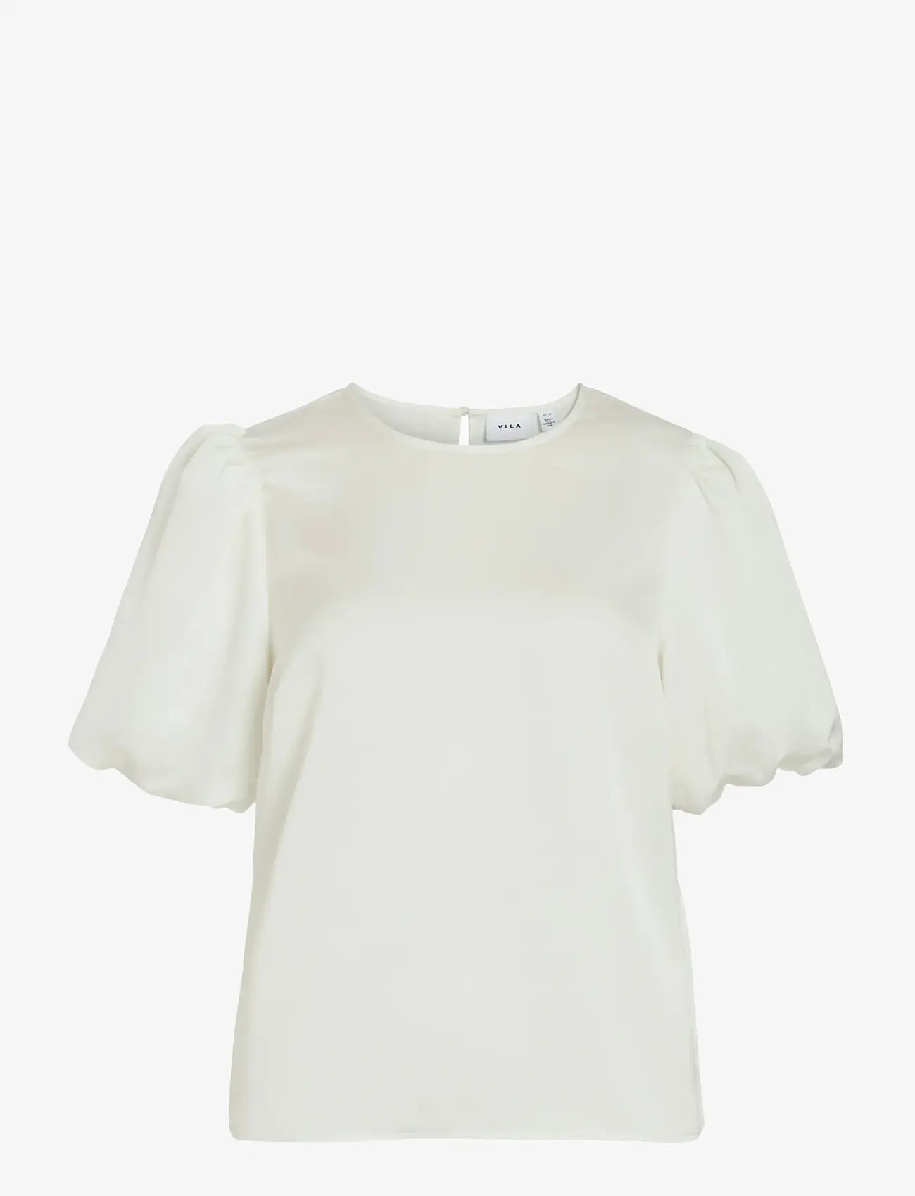Vila - VIELLETTE 2/4 SATIN PUFF TOP - NOOS - bluzki z krótkim rękawem - snow white - 1