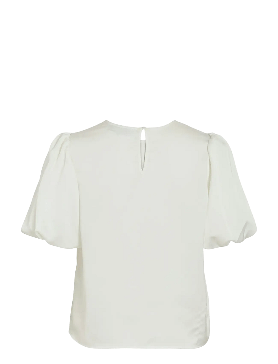 Vila - VIELLETTE 2/4 SATIN PUFF TOP - NOOS - kortärmade blusar - snow white - 2