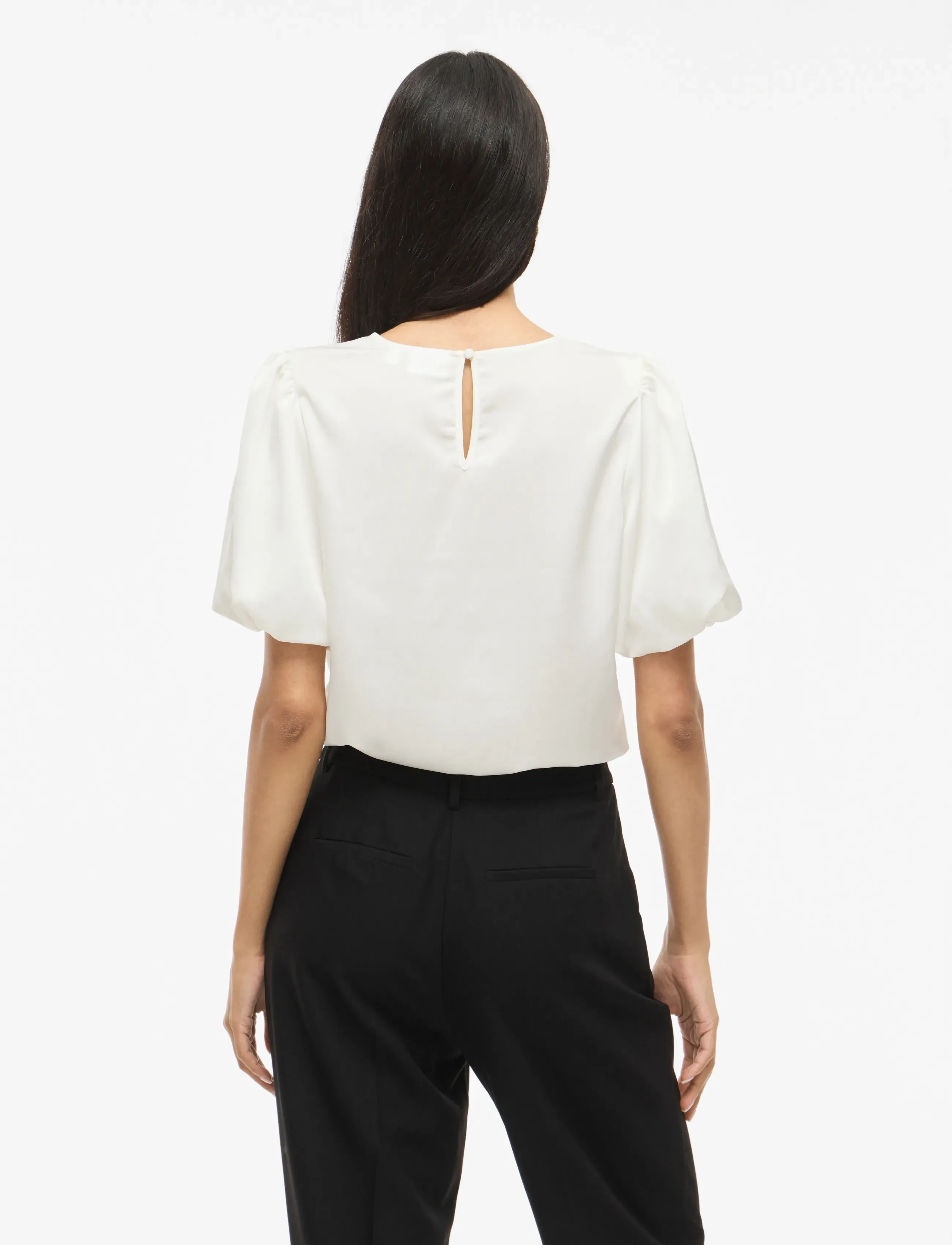 Vila - VIELLETTE 2/4 SATIN PUFF TOP - NOOS - short-sleeved blouses - snow white - 3