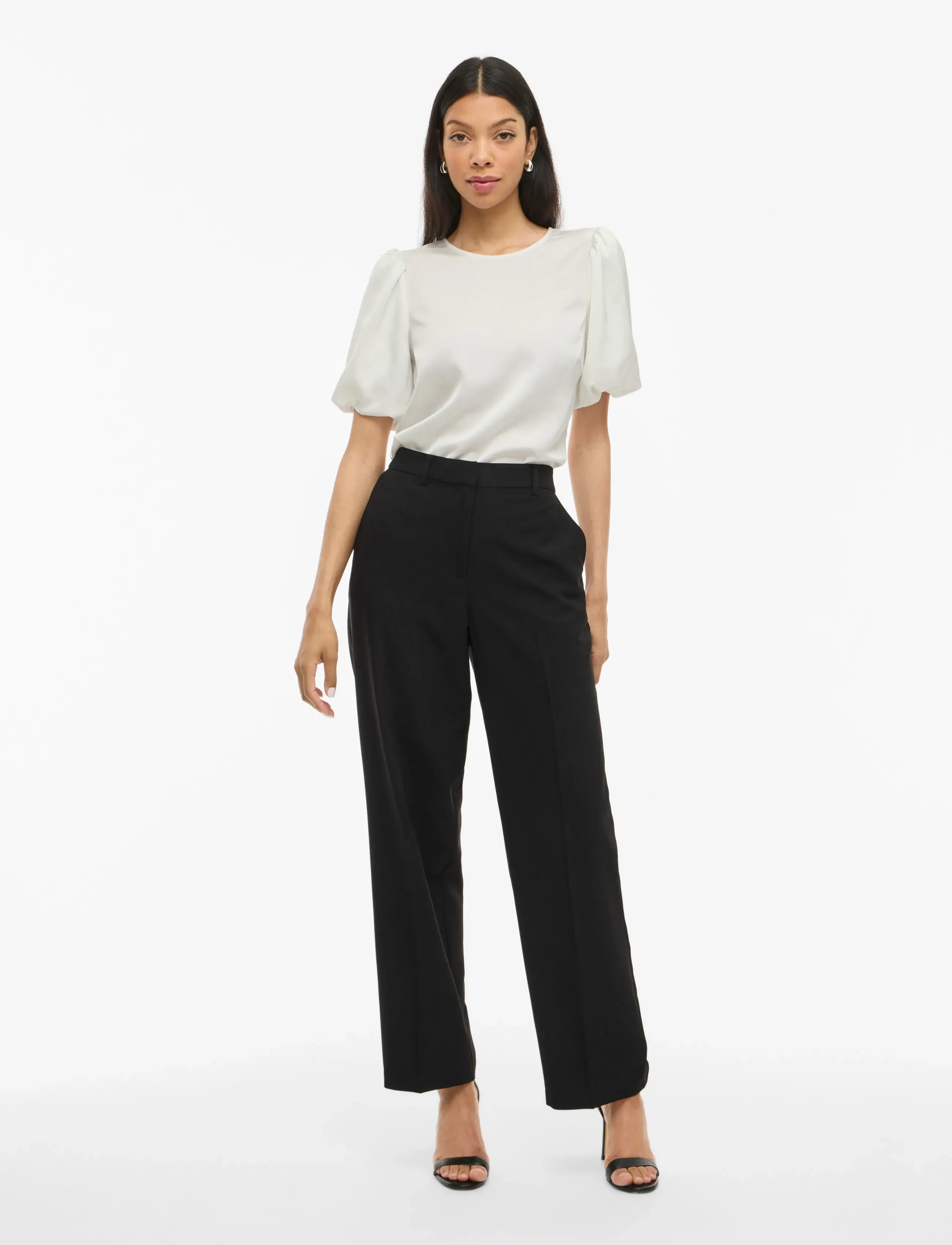 Vila - VIELLETTE 2/4 SATIN PUFF TOP - NOOS - short-sleeved blouses - snow white - 4