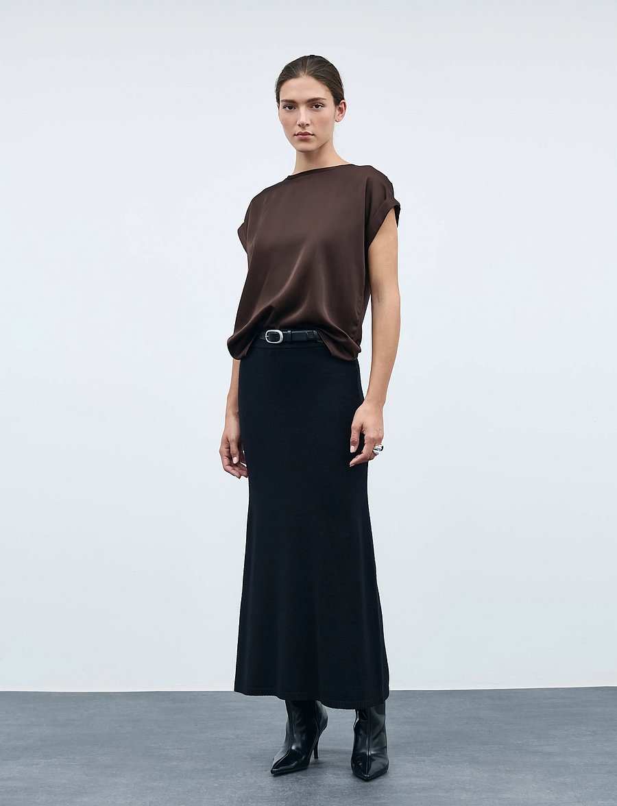 Vila - VIRIL ANKLE KNIT SKIRT - NOOS - black - 5