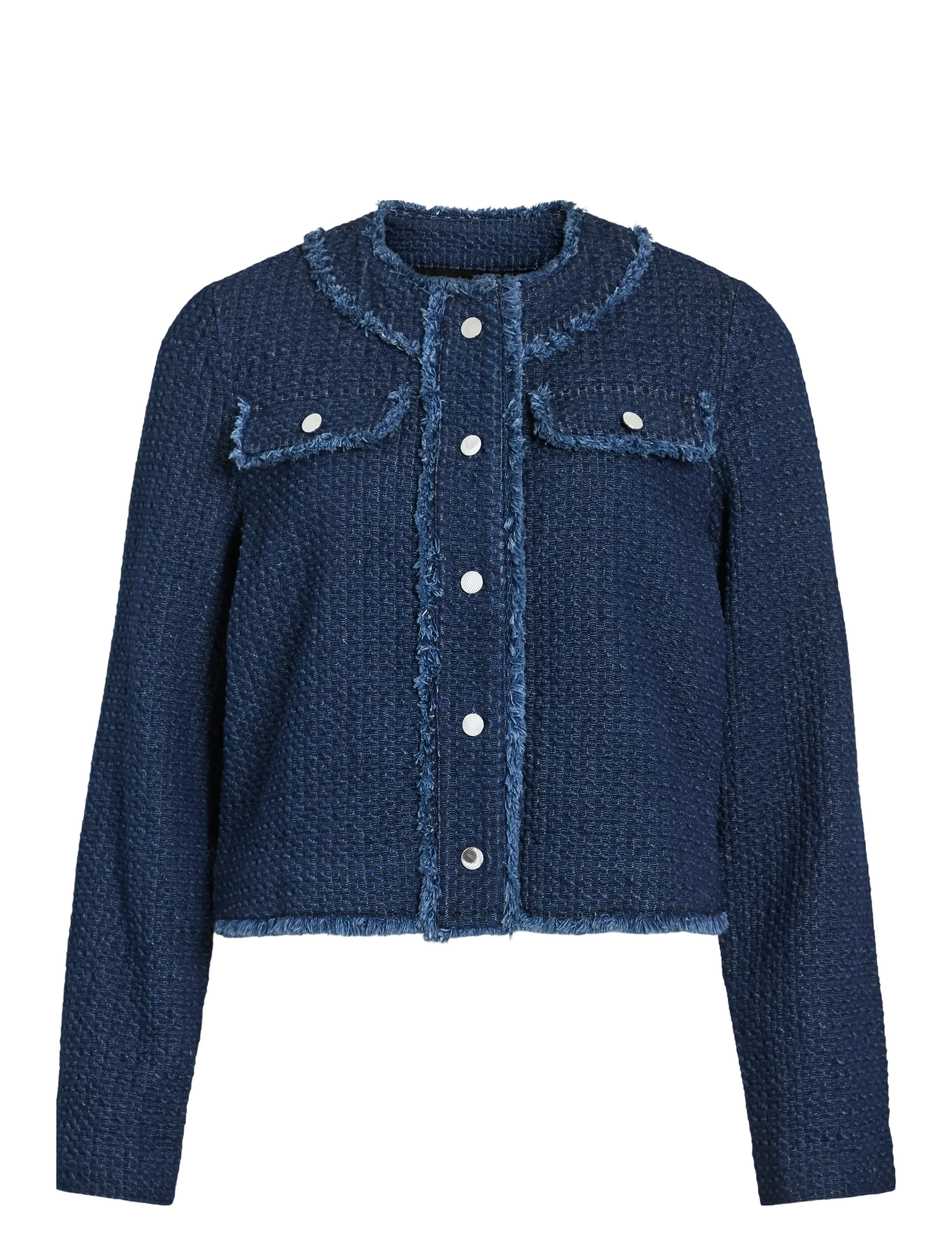 Vila VIOAKLYNN O-NECK L/S DENIM JACKET - Cardigans - DARK BLUE DENIM / navy