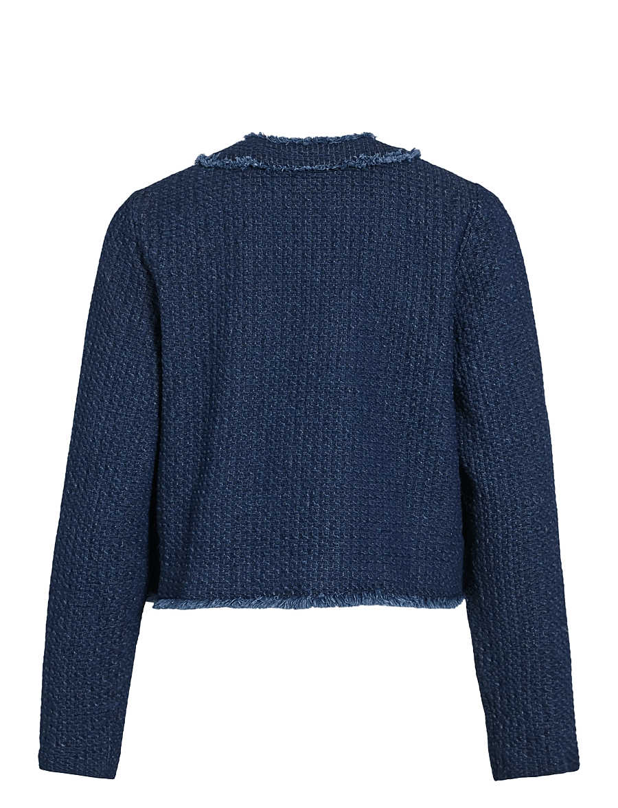 Vila - VIOAKLYNN O-NECK L/S DENIM JACKET - strickjacken - dark blue denim - 2