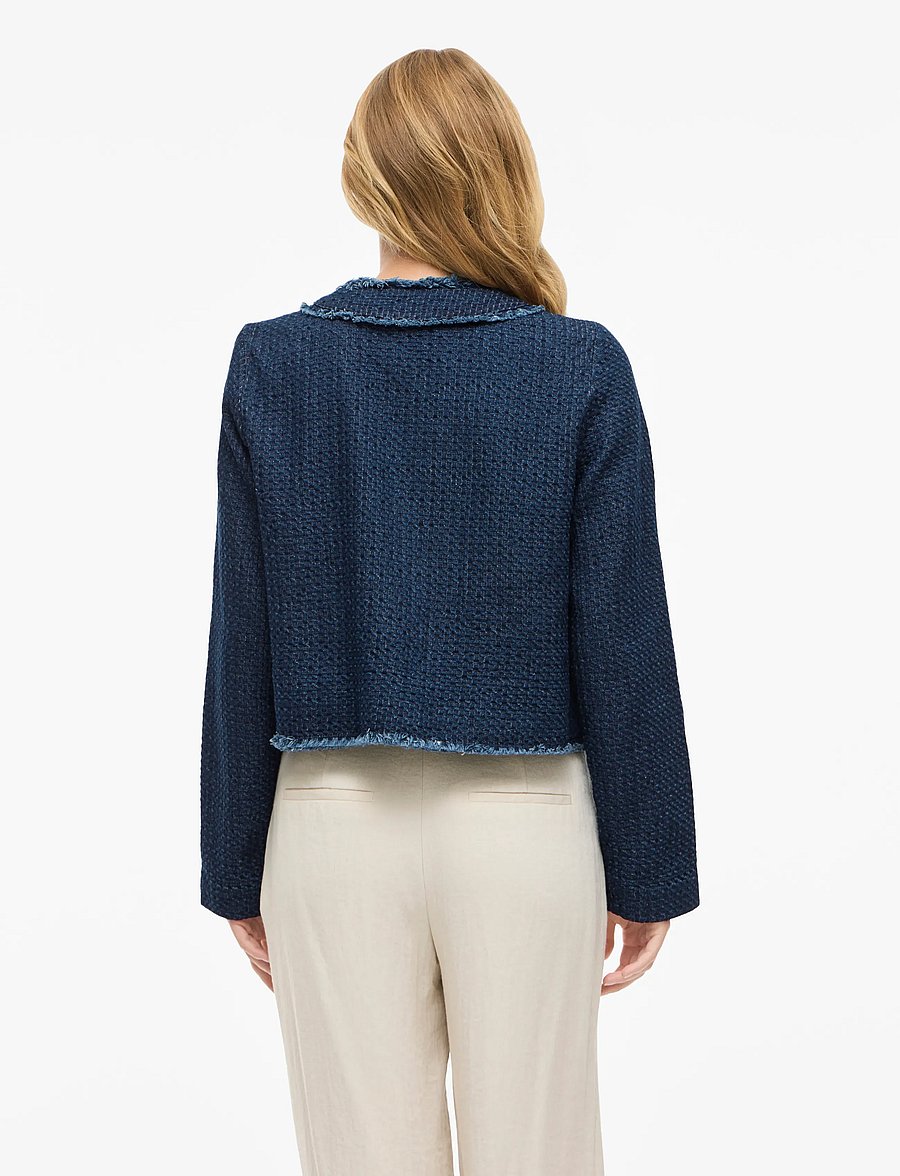 Vila - VIOAKLYNN O-NECK L/S DENIM JACKET - strickjacken - dark blue denim - 3
