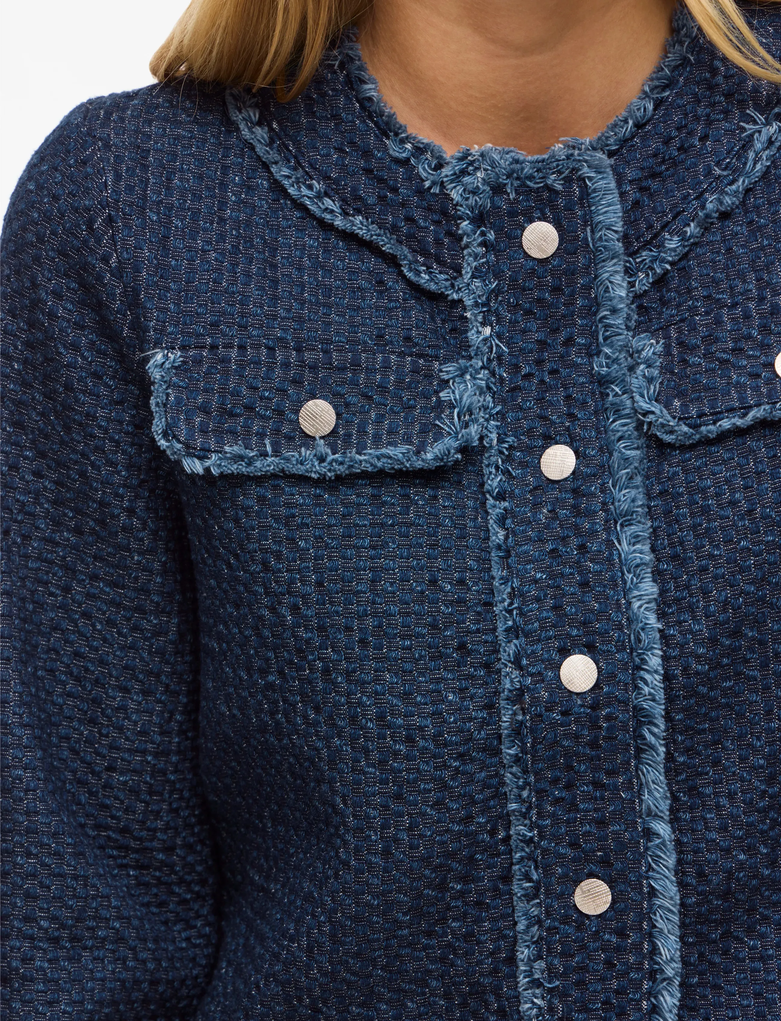 Vila - VIOAKLYNN O-NECK L/S DENIM JACKET - hnepptar peysur - dark blue denim - 5