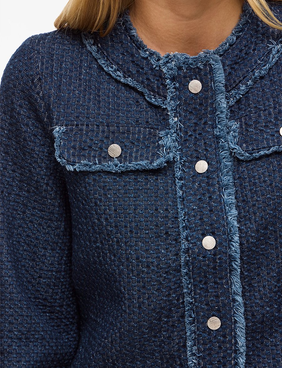 Vila - VIOAKLYNN O-NECK L/S DENIM JACKET - strickjacken - dark blue denim - 5