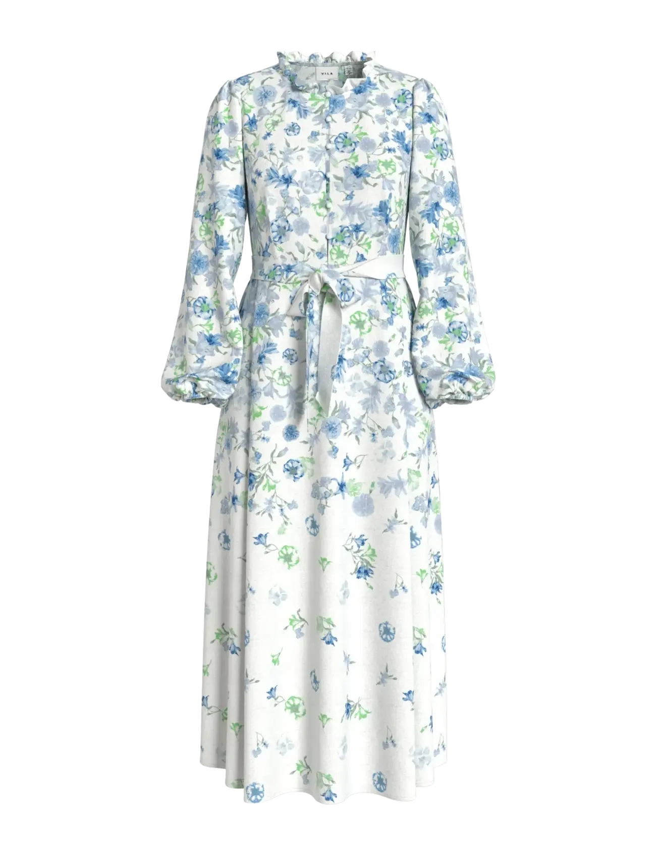 Vila VIELMA O-NECK L/S LONG MIDI DRESS/LN - Kjoler - SNOW WHITE / white