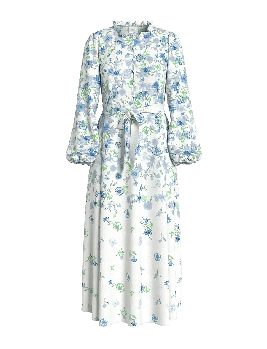 Vila - VIELMA O-NECK L/S LONG MIDI DRESS/LN - snow white - 0