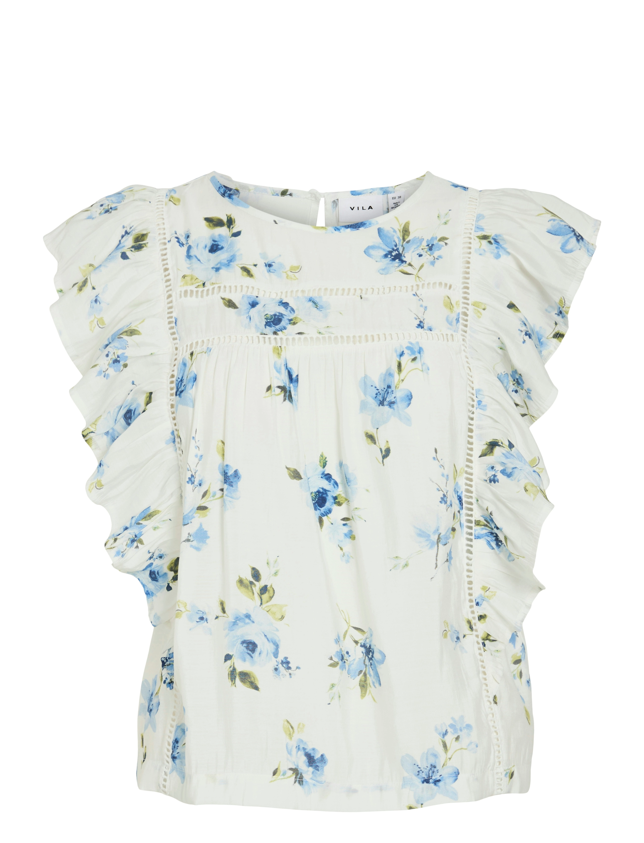 VILA Viprinted O-Neck S/L Oberteil/Ka Weiß - 34 - Damen