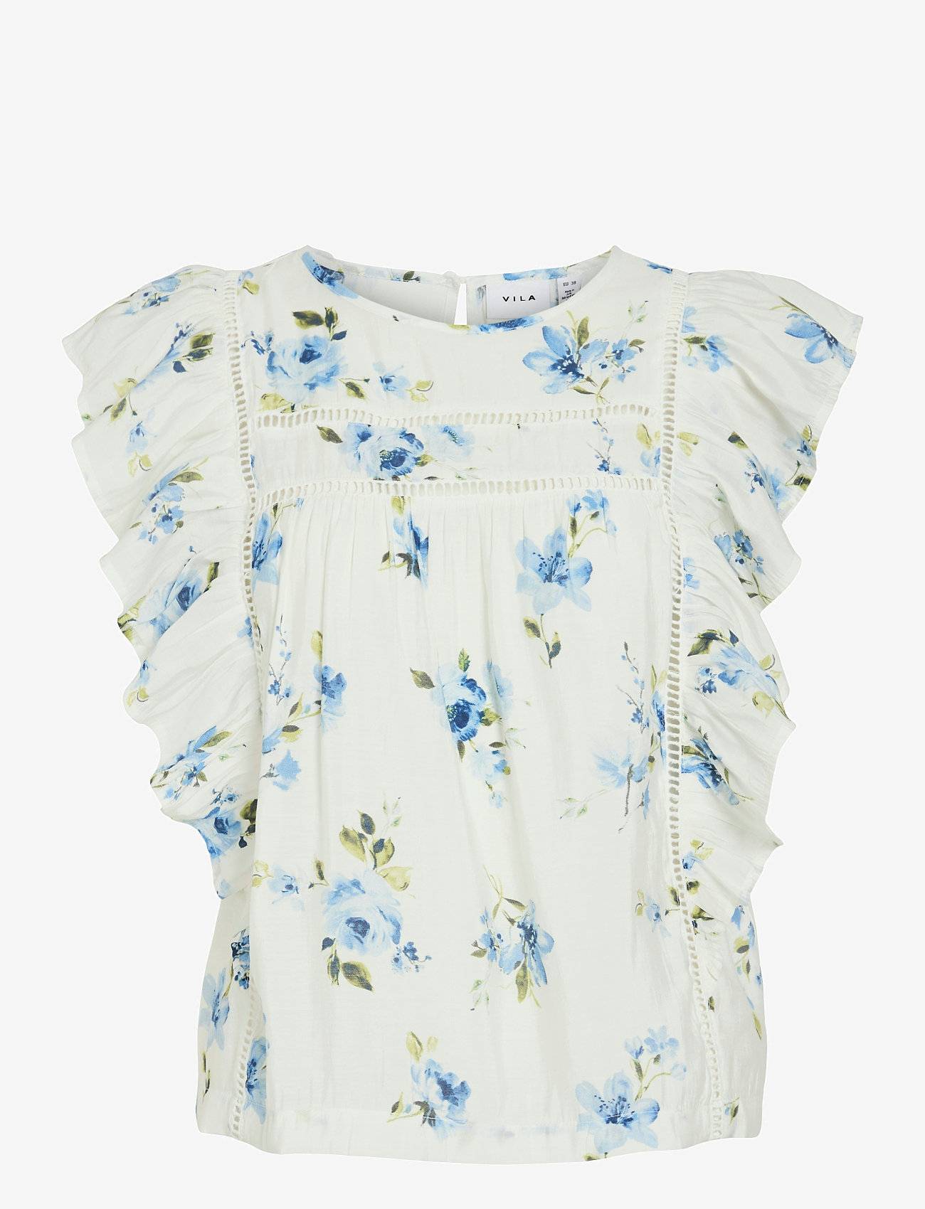 Vila - VIPRINTED O-NECK S/L TOP/KA - palaidinės be rankovių - snow white - 0