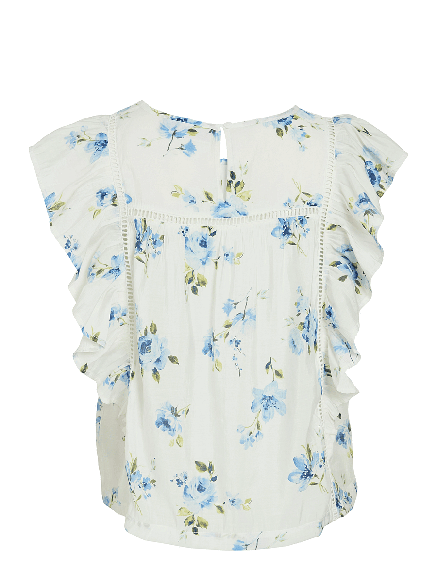Vila - VIPRINTED O-NECK S/L TOP/KA - sleeveless blouses - snow white - 2