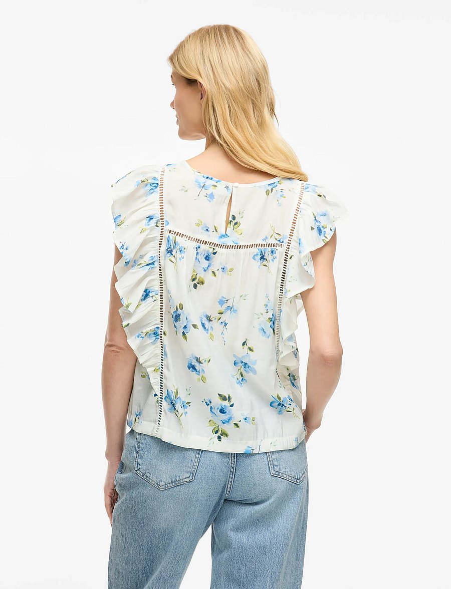 Vila - VIPRINTED O-NECK S/L TOP/KA - sleeveless blouses - snow white - 3