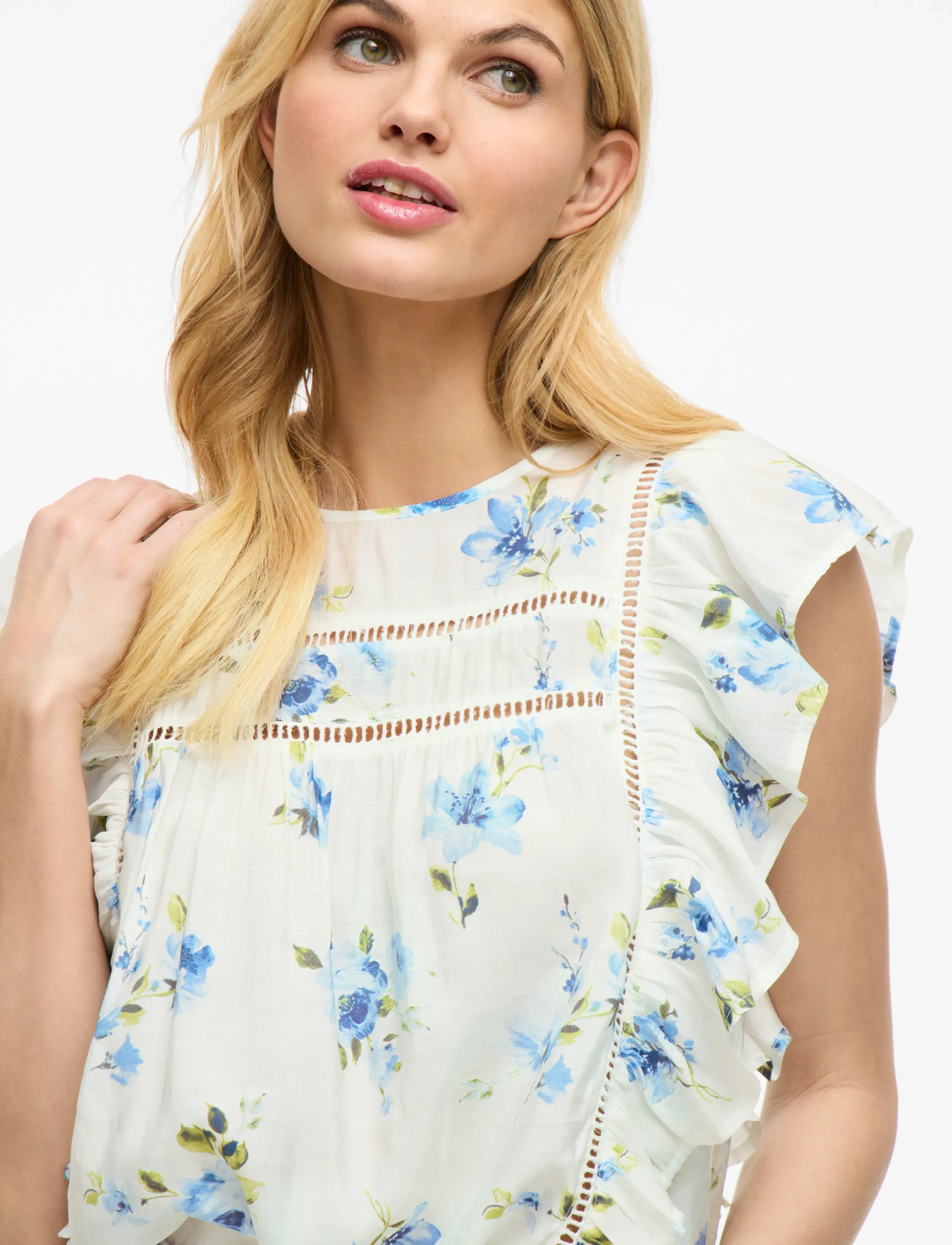 Vila - VIPRINTED O-NECK S/L TOP/KA - Ärmellose blusen - snow white - 5