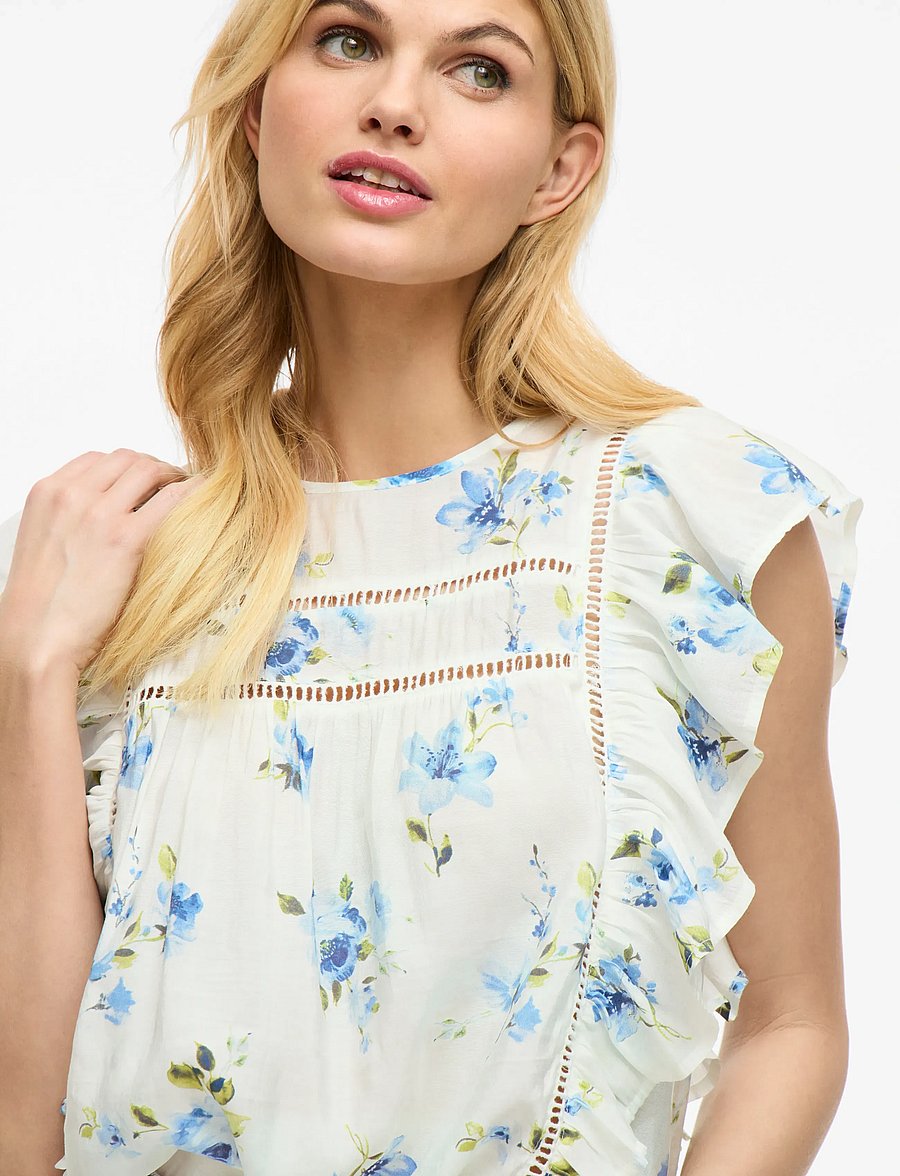 Vila - VIPRINTED O-NECK S/L TOP/KA - sleeveless blouses - snow white - 5