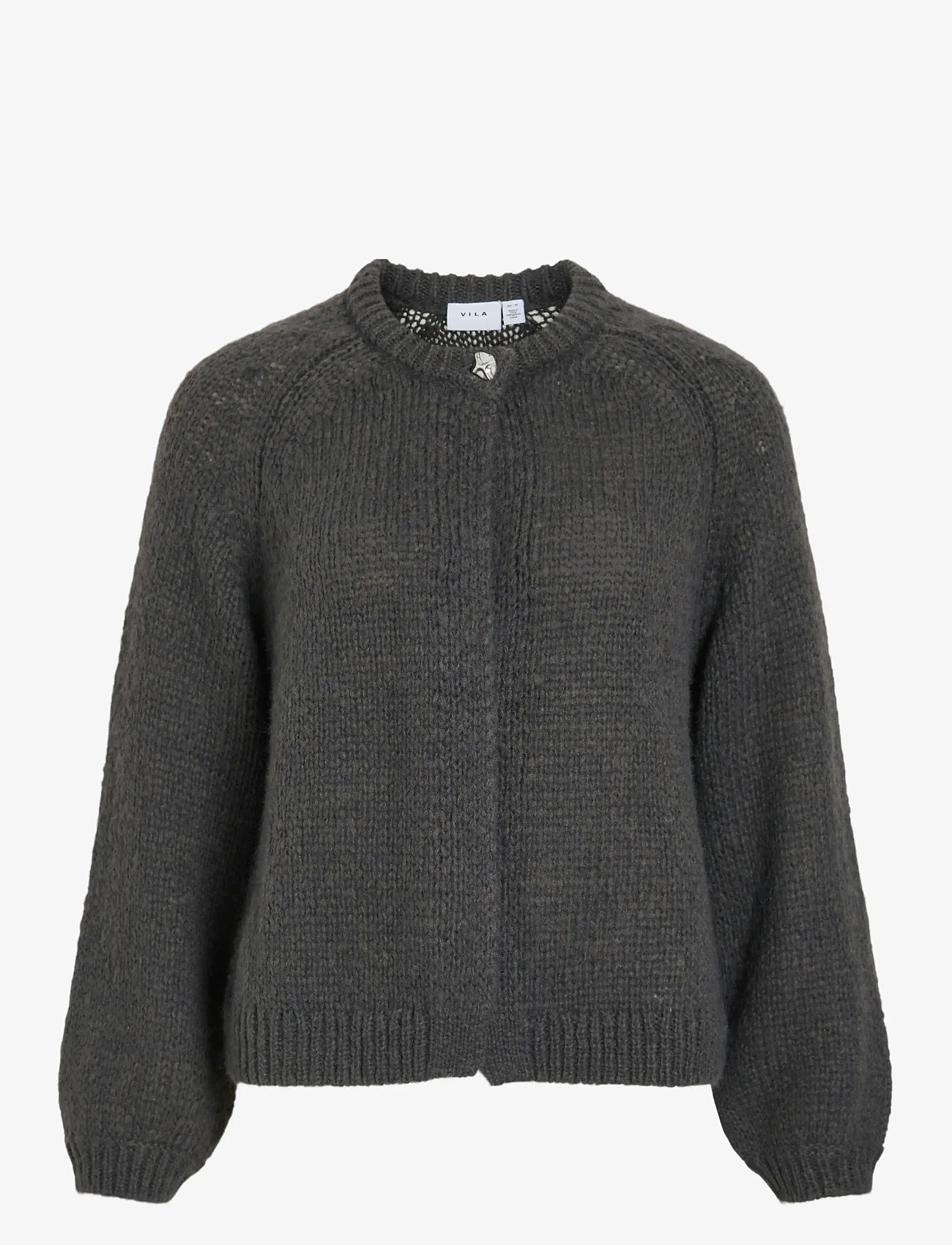 Vila - VIMOYANO O-NECK L/S KNIT CARDIGAN - kardiganid - medium grey melange - 0