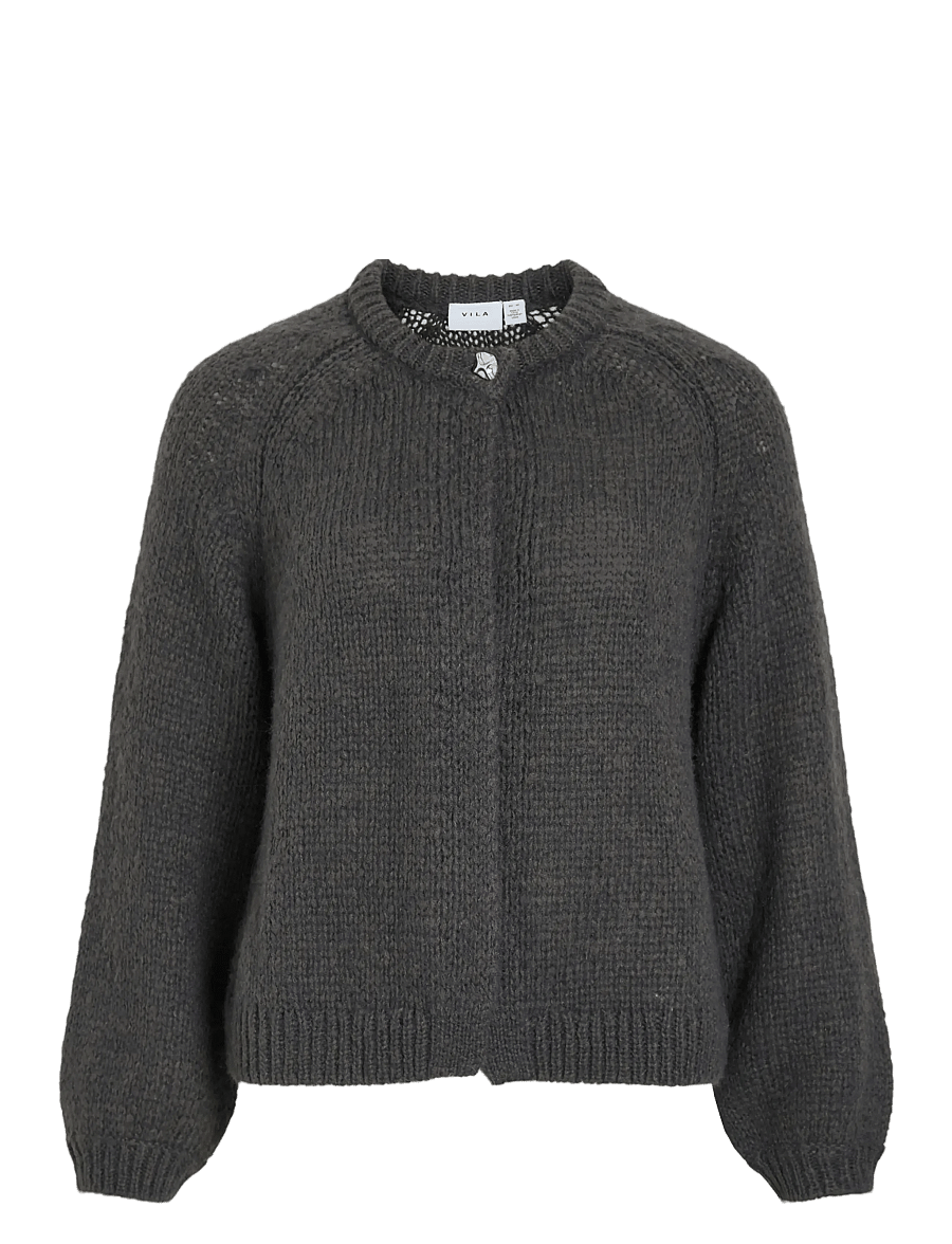 Vila - VIMOYANO O-NECK L/S KNIT CARDIGAN - gilets - medium grey melange - 0