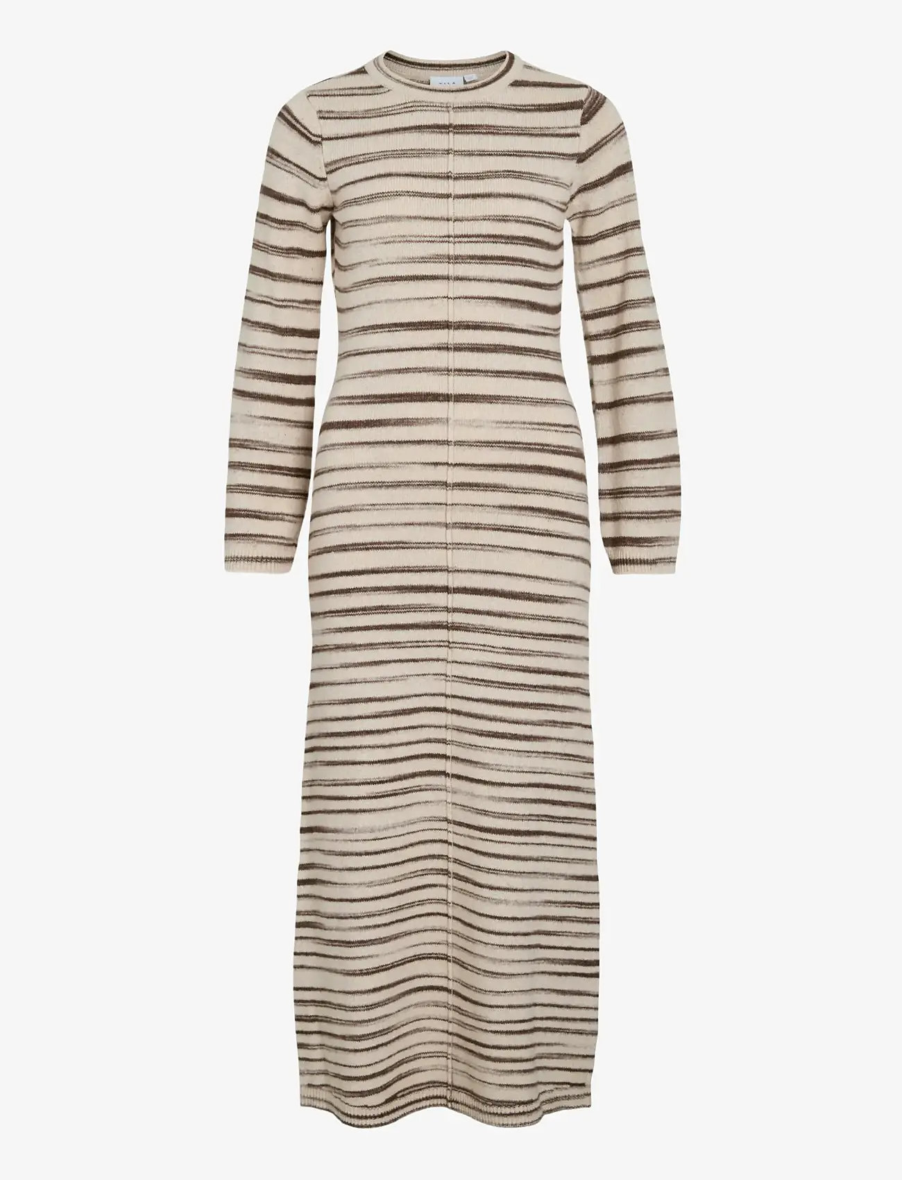 Vila - VIALAINA O-NECK L/S ANKLE KNIT DRESS/BFS - knitted dresses - birch - 1
