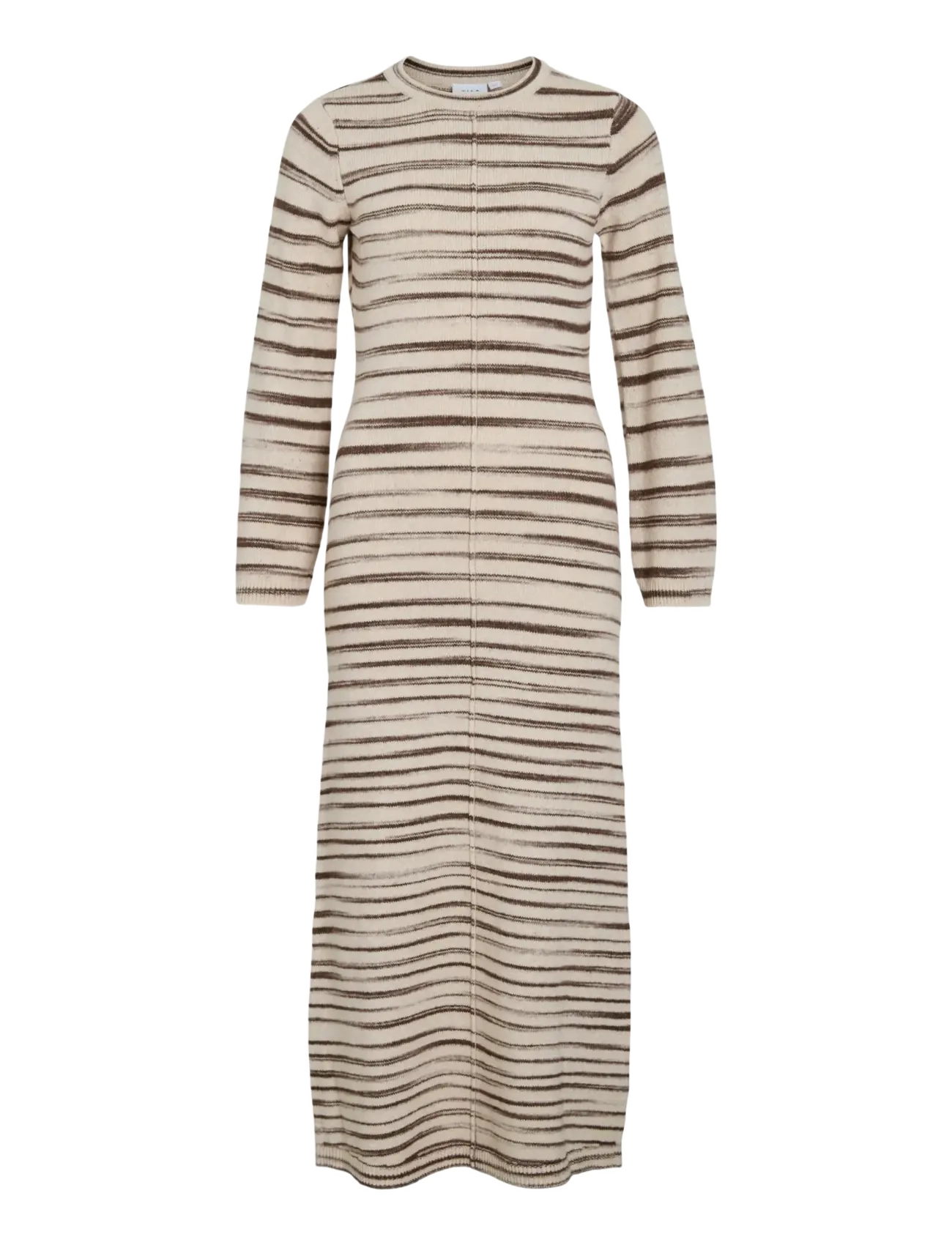 Vila VIALAINA O-NECK L/S ANKLE KNIT DRESS/BFS - Strickkleider - BIRCH / beige