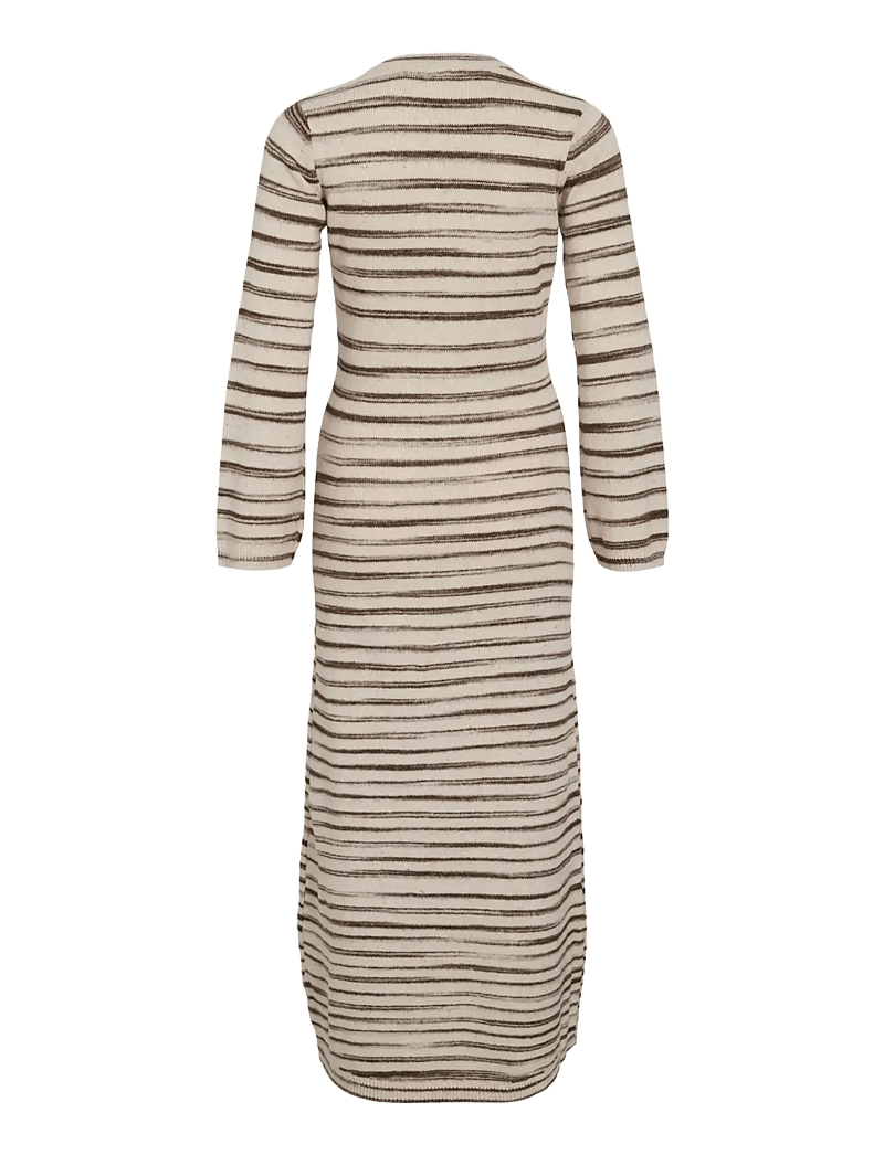 Vila - VIALAINA O-NECK L/S ANKLE KNIT DRESS/BFS - strikkjoler - birch - 2