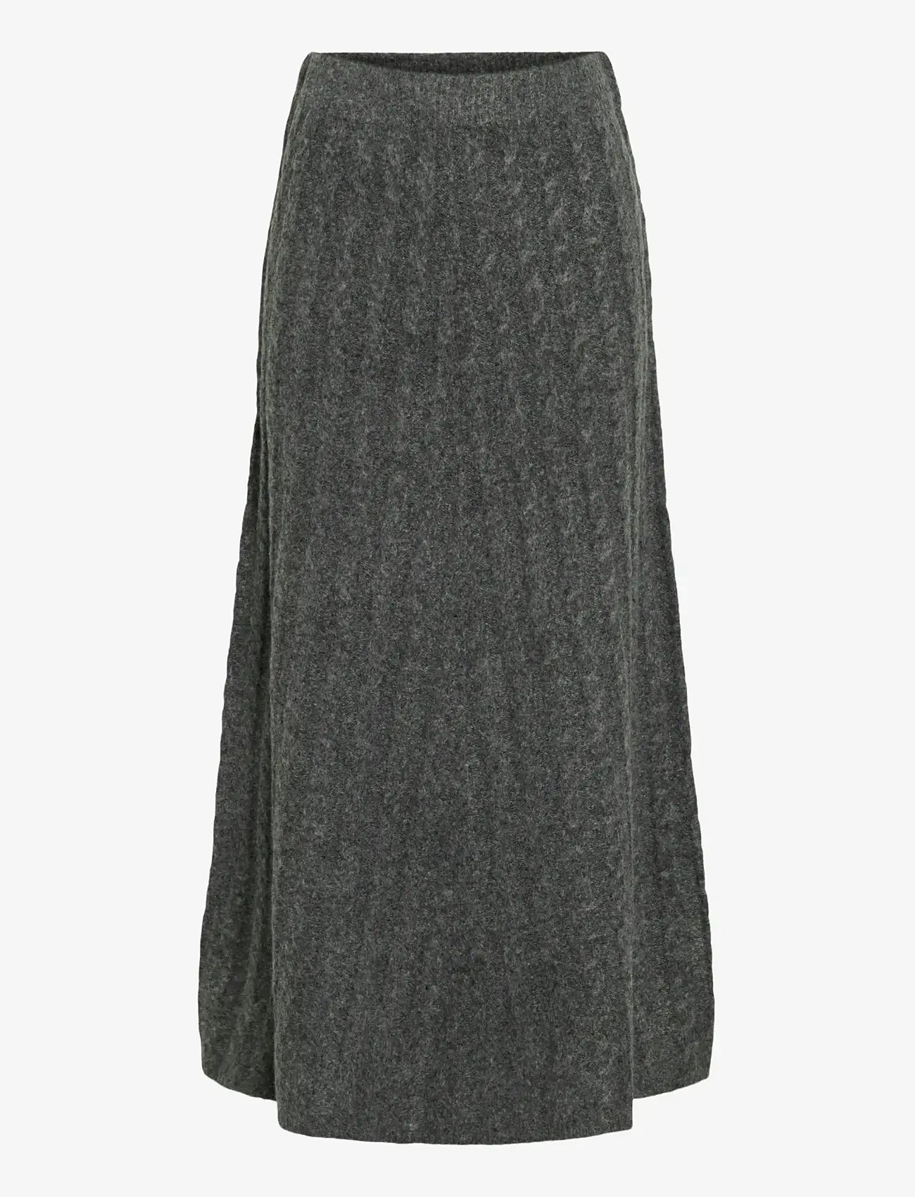 Vila - VIRELLI ANKLE CABLE KNIT SKIRT/BFS - knitted skirts - dark grey melange - 1