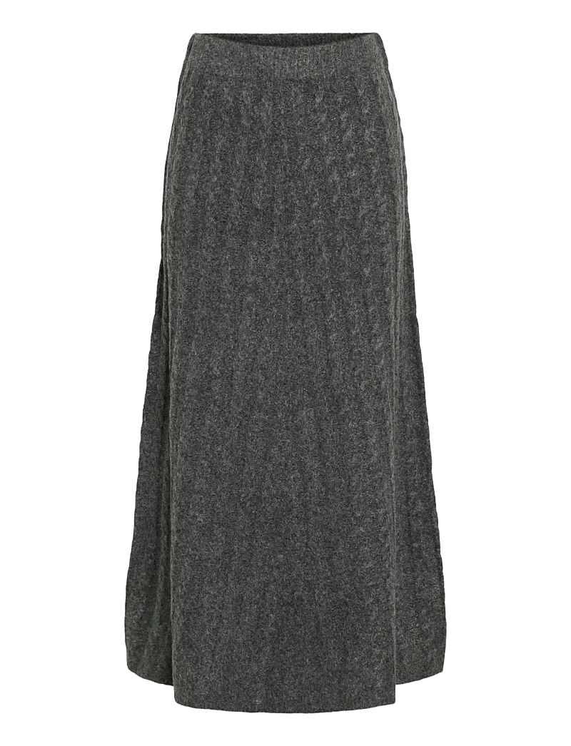 Vila - VIRELLI ANKLE CABLE KNIT SKIRT/BFS - strikkede nederdele - dark grey melange - 1