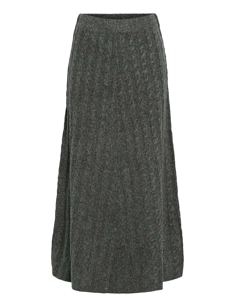 Vila - VIRELLI ANKLE CABLE KNIT SKIRT/BFS - kootud seelikud - dark grey melange - 1