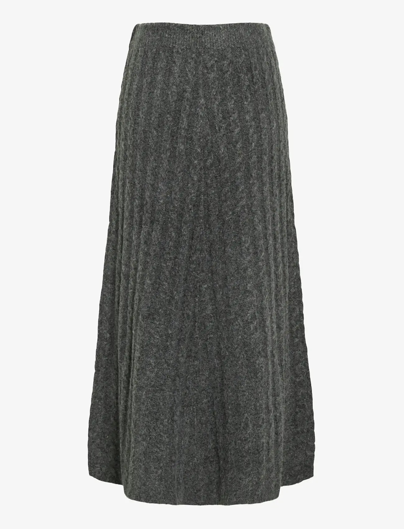 Vila - VIRELLI ANKLE CABLE KNIT SKIRT/BFS - knitted skirts - dark grey melange - 2
