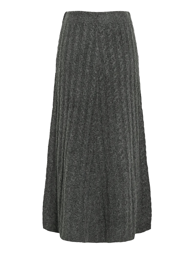 Vila - VIRELLI ANKLE CABLE KNIT SKIRT/BFS - stickade kjolar - dark grey melange - 2