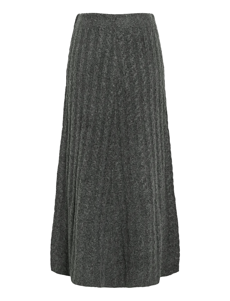 Vila - VIRELLI ANKLE CABLE KNIT SKIRT/BFS - strikkede nederdele - dark grey melange - 2