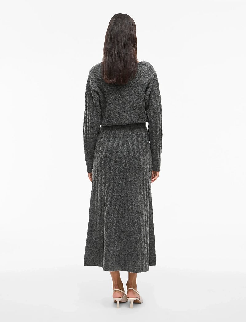 Vila - VIRELLI ANKLE CABLE KNIT SKIRT/BFS - strikkede nederdele - dark grey melange - 3