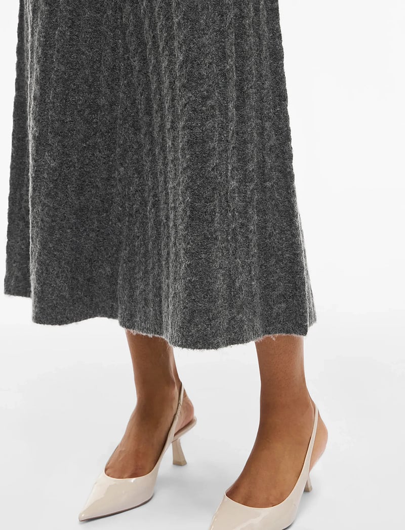 Vila - VIRELLI ANKLE CABLE KNIT SKIRT/BFS - strikkede nederdele - dark grey melange - 4