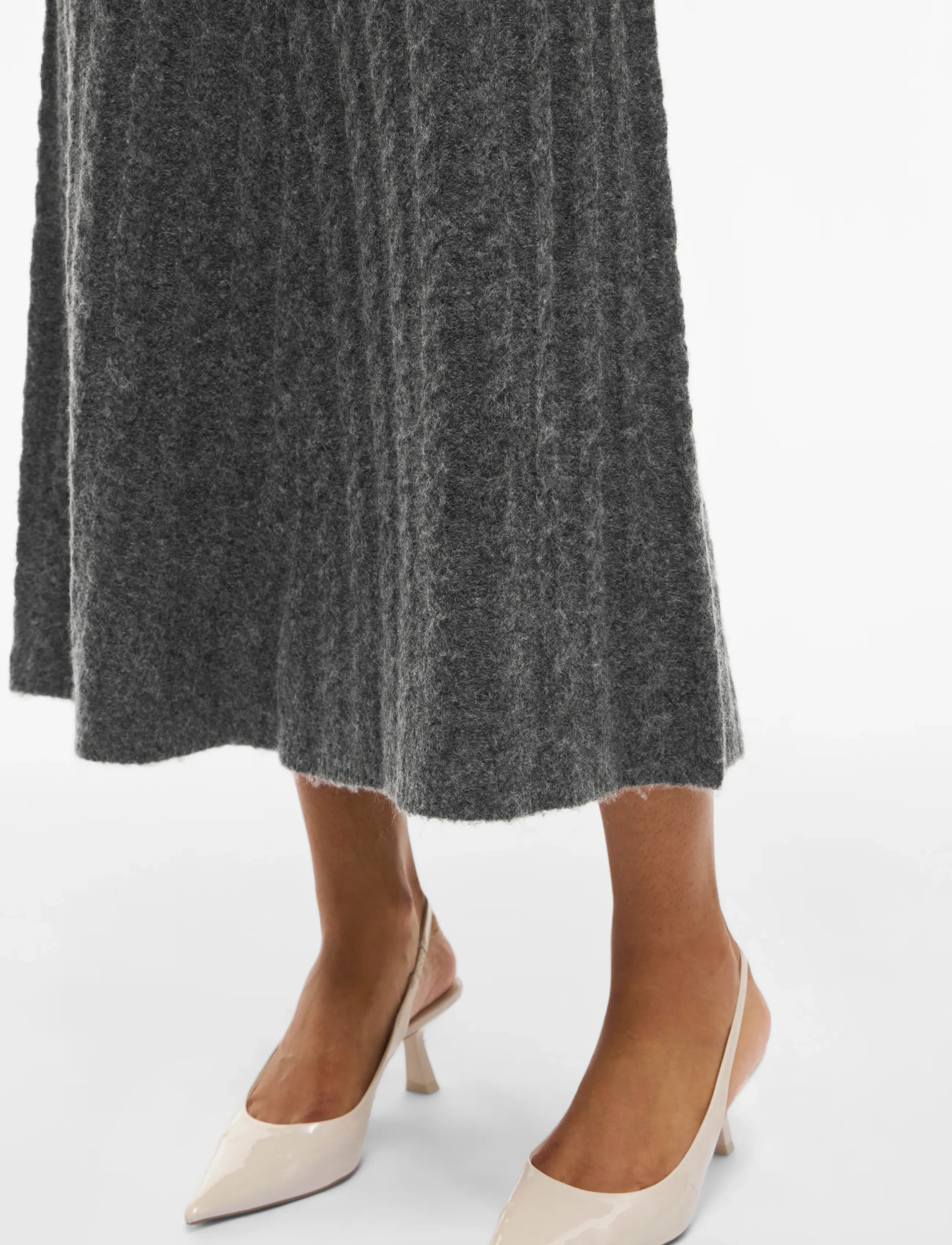 Vila - VIRELLI ANKLE CABLE KNIT SKIRT/BFS - kootud seelikud - dark grey melange - 4
