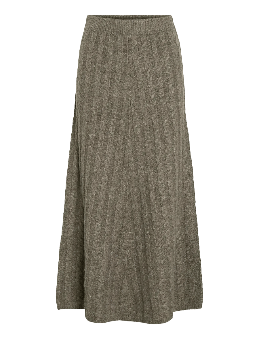 Vila - VIRELLI ANKLE CABLE KNIT SKIRT/BFS - stickade kjolar - falcon - 1