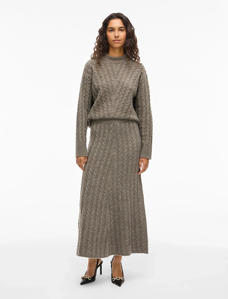 Vila - VIRELLI ANKLE CABLE KNIT SKIRT/BFS - knitted skirts - falcon - 5