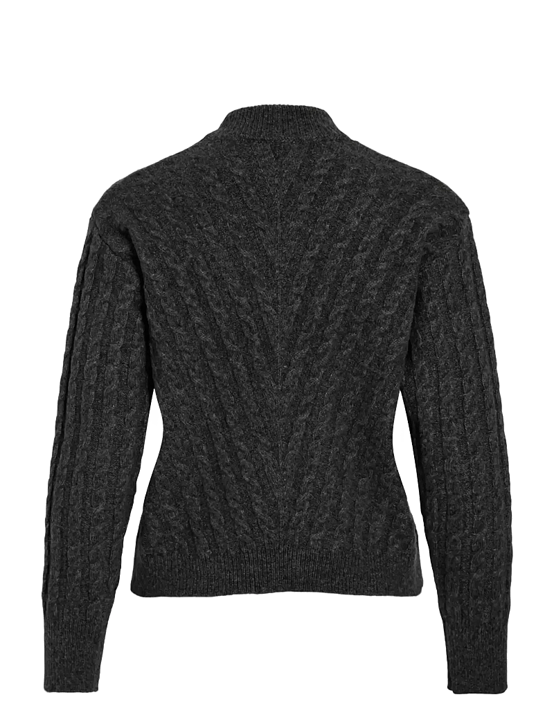 Vila - VIRELLI HIGHNECK L/S CABLE KNIT TOP/BFS - striktrøjer - dark grey melange - 2