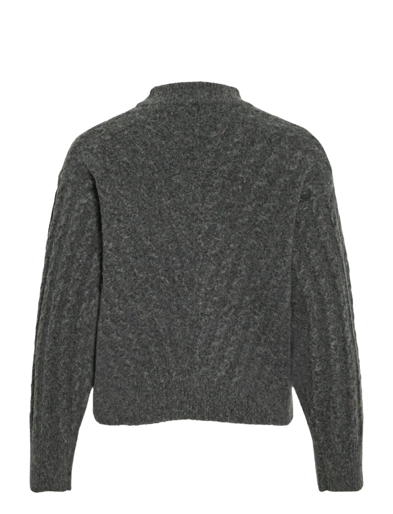 Vila - VIRELLI HIGHNECK L/S CABLE KNIT TOP/BFS - pullover - dark grey melange - 2