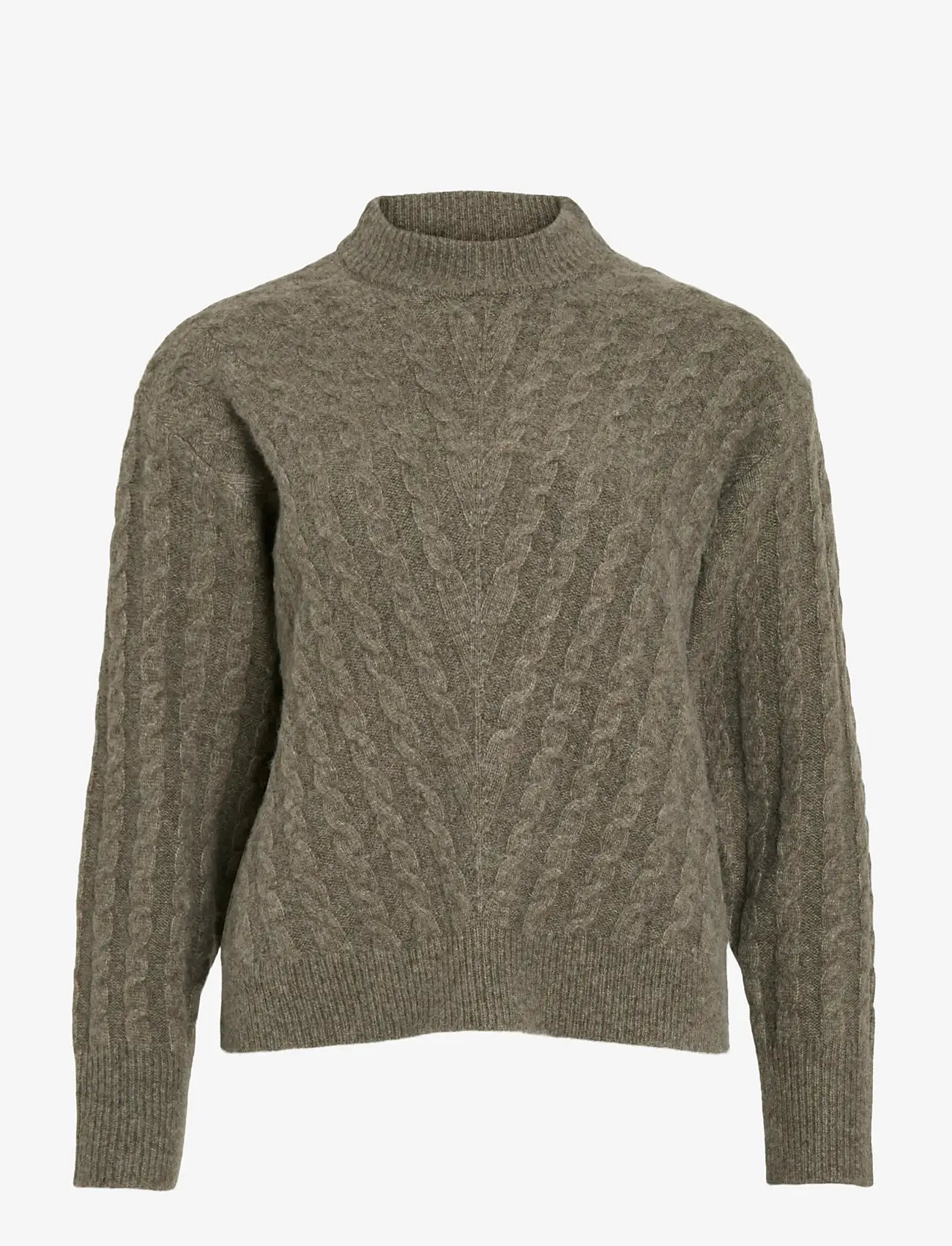 Vila - VIRELLI HIGHNECK L/S CABLE KNIT TOP/BFS - striktrøjer - falcon - 1