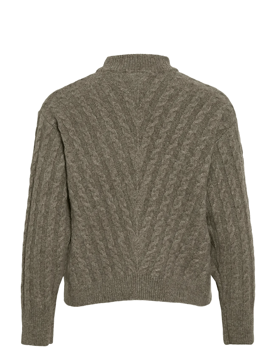 Vila - VIRELLI HIGHNECK L/S CABLE KNIT TOP/BFS - pullover - falcon - 2