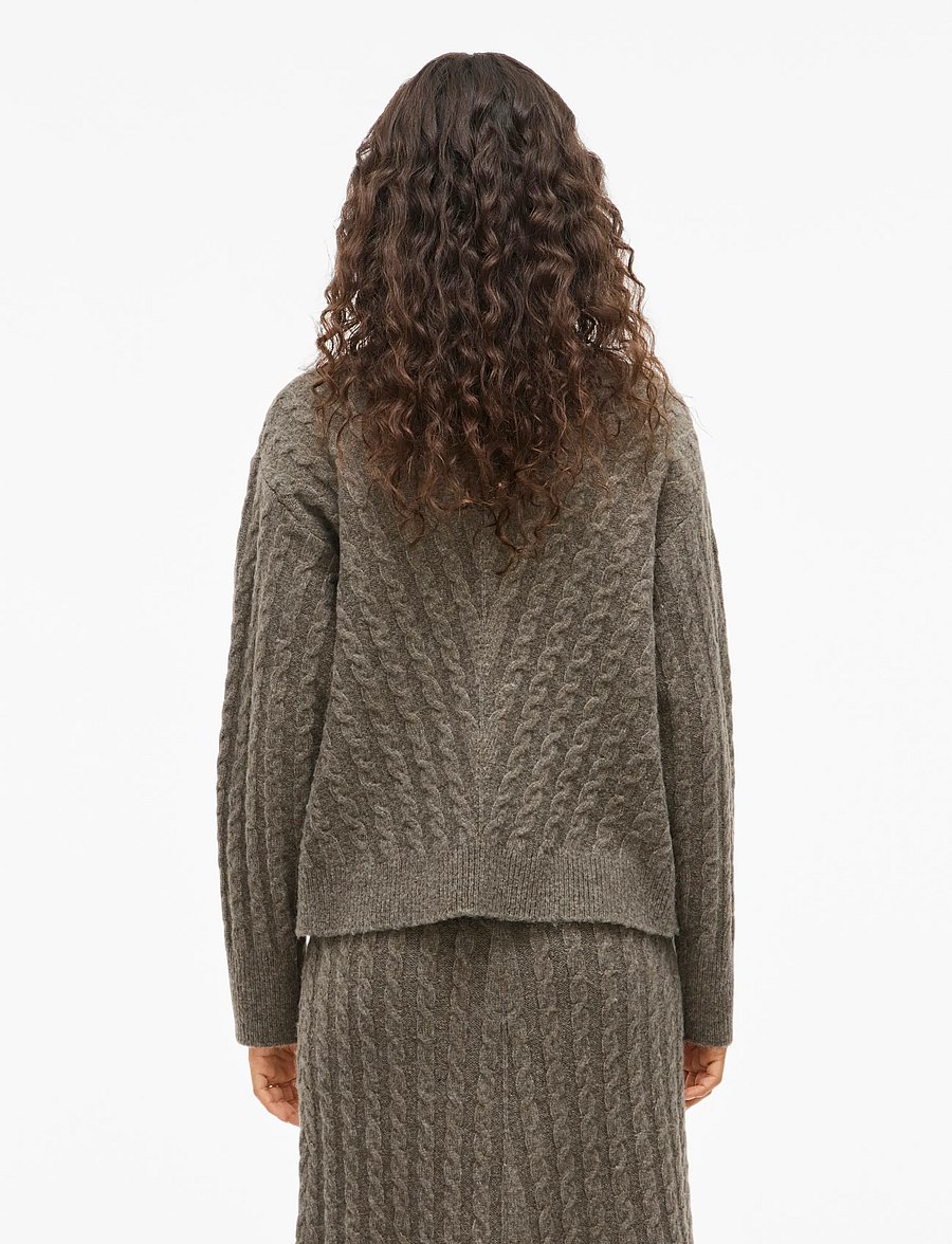 Vila - VIRELLI HIGHNECK L/S CABLE KNIT TOP/BFS - pullover - falcon - 3
