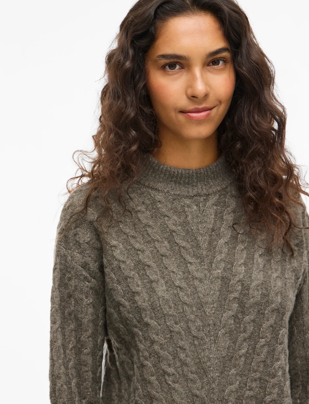 Vila - VIRELLI HIGHNECK L/S CABLE KNIT TOP/BFS - gebreide truien - falcon - 4