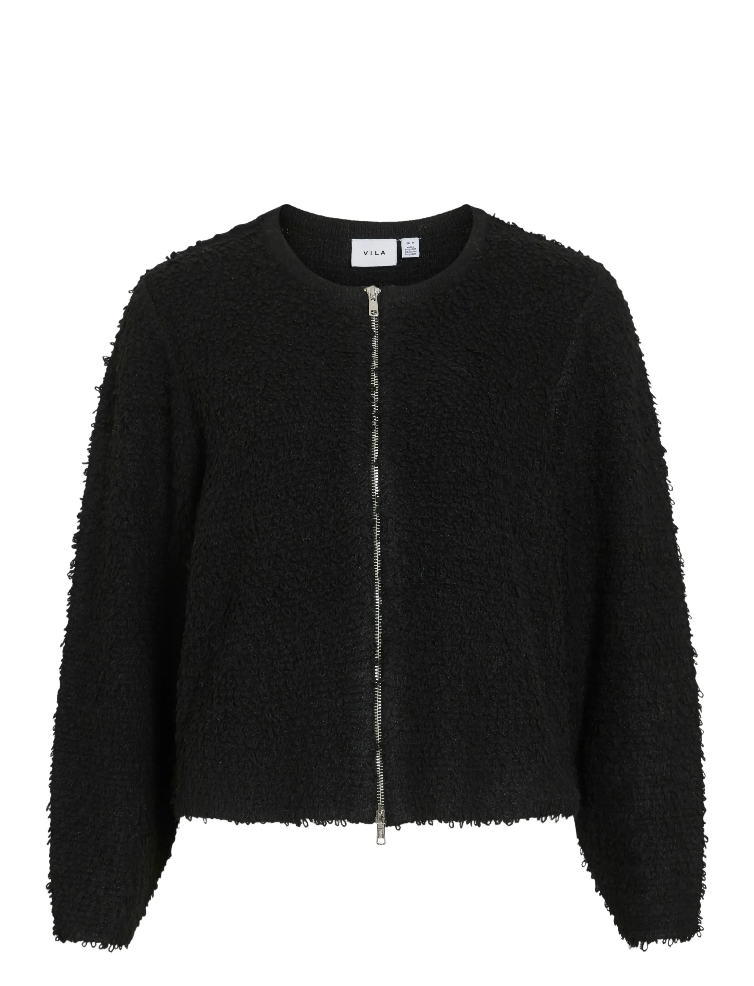 Vila VIPAZA O-NECK L/S ZIPPER KNIT CARDIGAN - Cardigans - BLACK BEAUTY / black