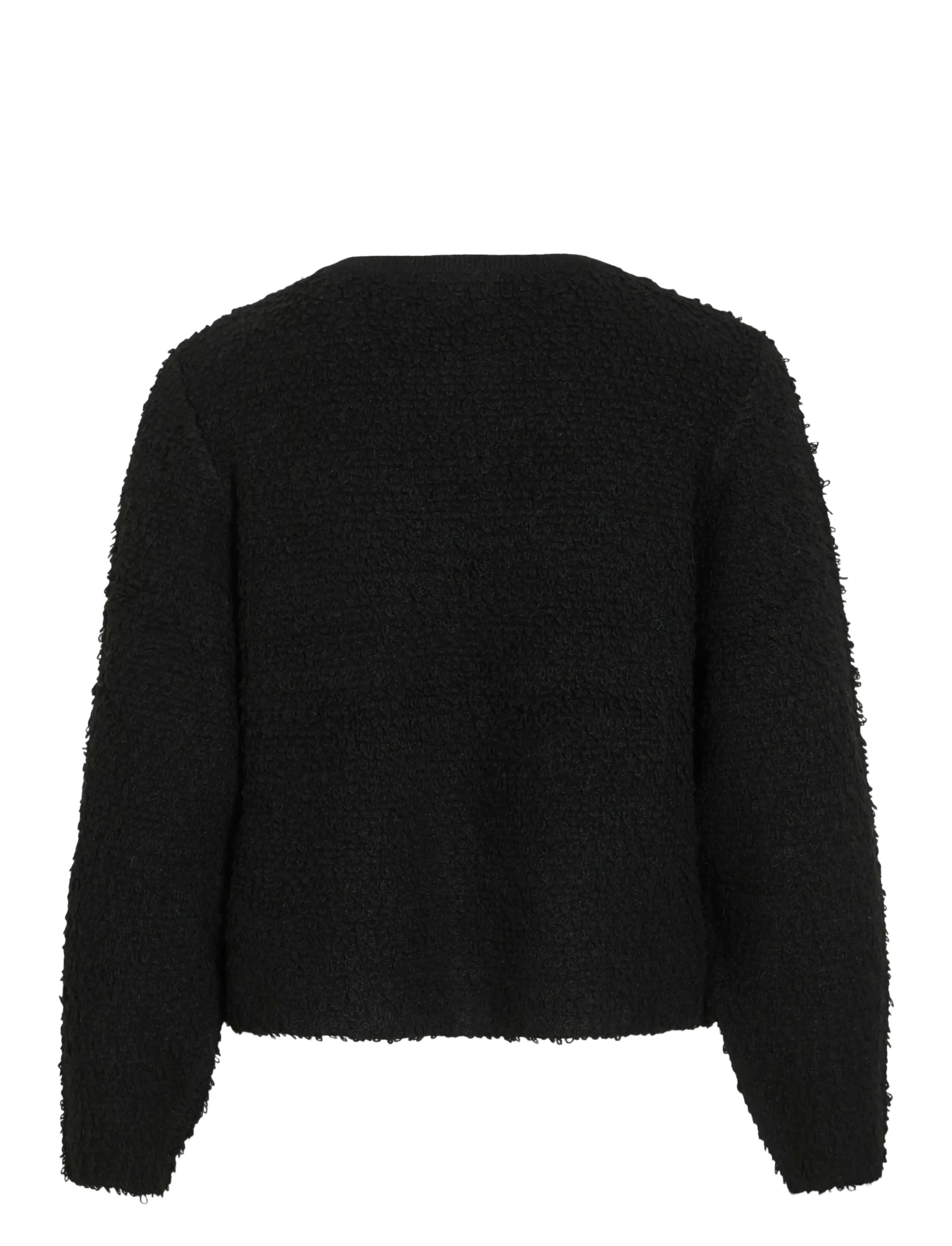 Vila - VIPAZA O-NECK L/S ZIPPER KNIT CARDIGAN - gilets - black beauty - 2