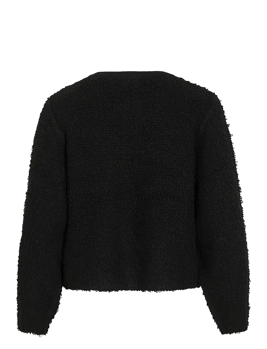 Vila - VIPAZA O-NECK L/S ZIPPER KNIT CARDIGAN - gilets - black beauty - 2