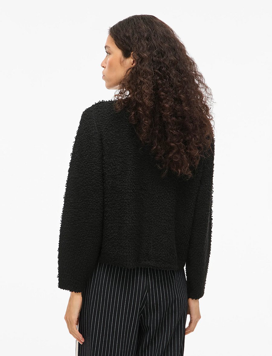 Vila - VIPAZA O-NECK L/S ZIPPER KNIT CARDIGAN - gilets - black beauty - 3