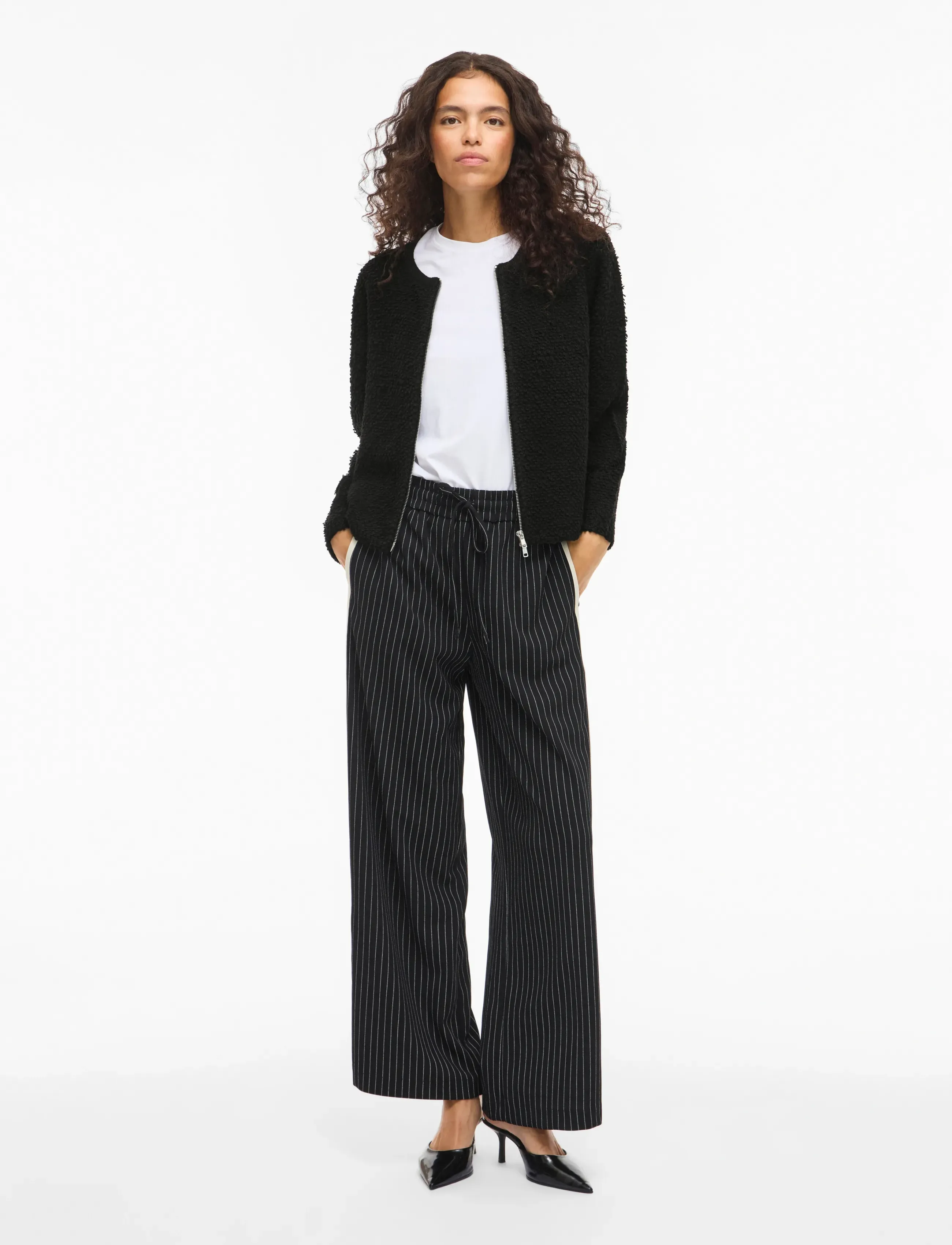 Vila - VIPAZA O-NECK L/S ZIPPER KNIT CARDIGAN - gilets - black beauty - 4