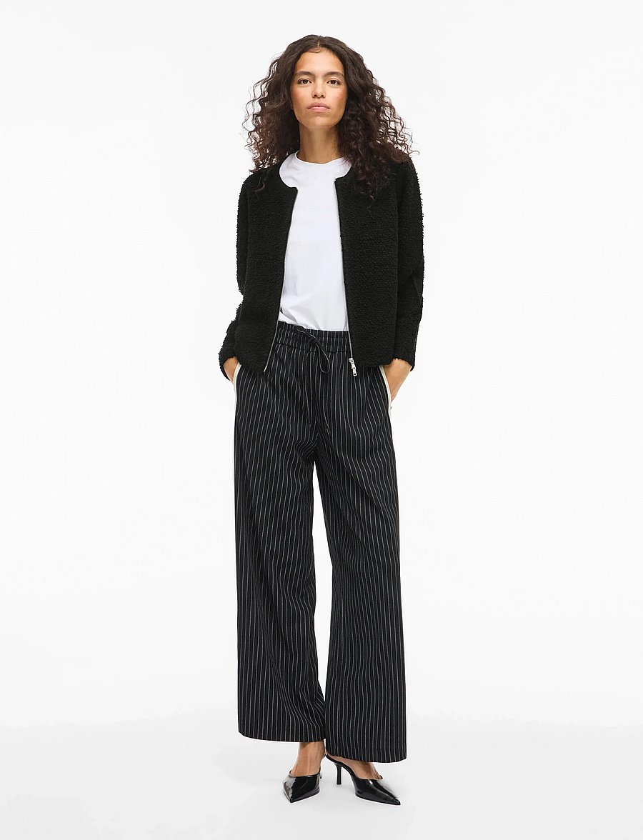 Vila - VIPAZA O-NECK L/S ZIPPER KNIT CARDIGAN - gilets - black beauty - 4