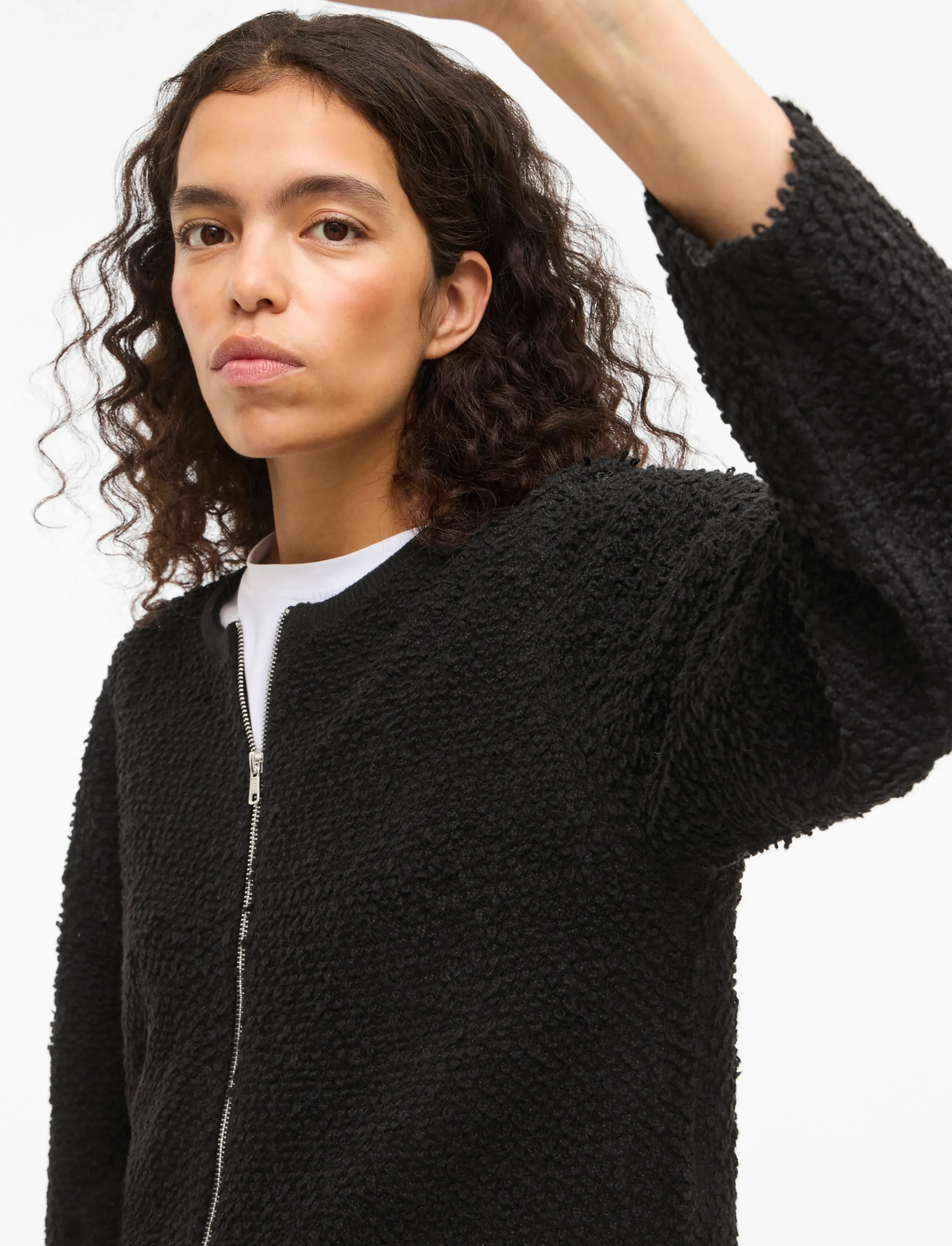 Vila - VIPAZA O-NECK L/S ZIPPER KNIT CARDIGAN - gilets - black beauty - 5